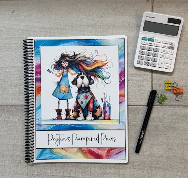 QUIRKY GROOMER DESIGN - 12 Month Dated Appointment Book With Business Organizer/Planner + UPGRADE OPTIONS\