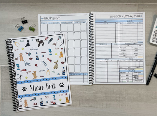 GROOMING TOOLS DESIGN - 12 Month Dated Appointment Book With Business Organizer/Planner + UPGRADE OPTIONS
