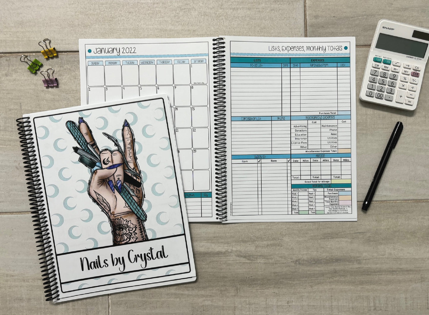 EDGY NAIL TECH DESIGN - 12 Month Dated Appointment Book With Business Organizer/Planner + UPGRADE OPTIONS