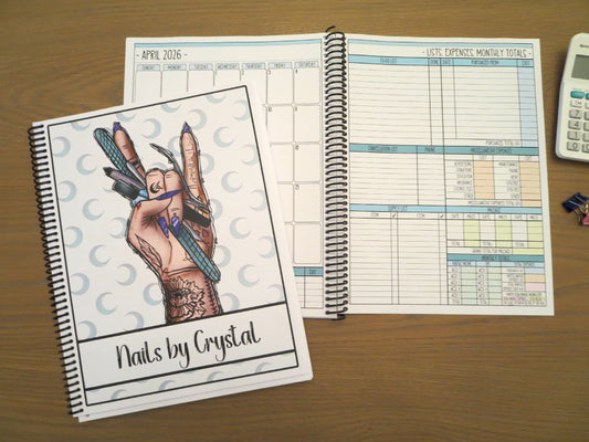 EDGY NAIL TECH DESIGN - 12 Month Dated Appointment Book With Business Organizer/Planner + UPGRADE OPTIONS