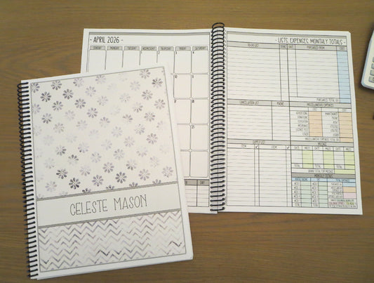 FADED FLOWERS DESIGN - 12 Month Dated Appointment Book With Business Organizer/Planner + UPGRADE OPTIONS