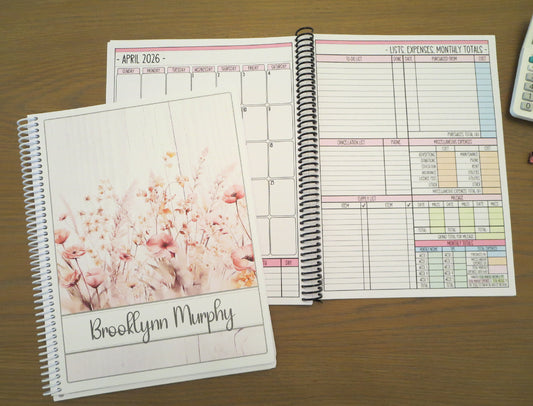 FIELD OF FLOWERS DESIGN - 12 Month Dated Appointment Book With Business Organizer/Planner + UPGRADE OPTIONS