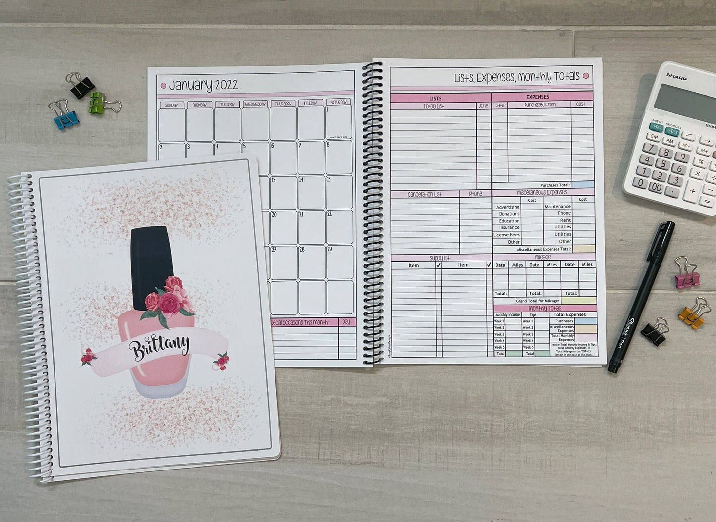 FLORAL POLISH DESIGN - 12 Month Dated Appointment Book With Business Organizer/Planner + UPGRADE OPTIONS