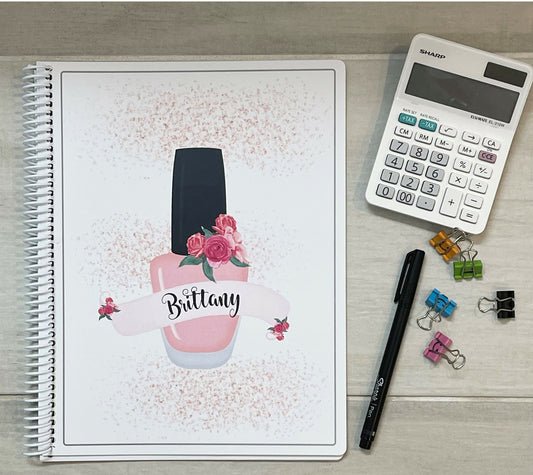 FLORAL POLISH BOTTLE DESIGN - Standard 12 Month Appointment Book - Start Any Month - 3 Sizes with Optional Income & Expenses Tracking