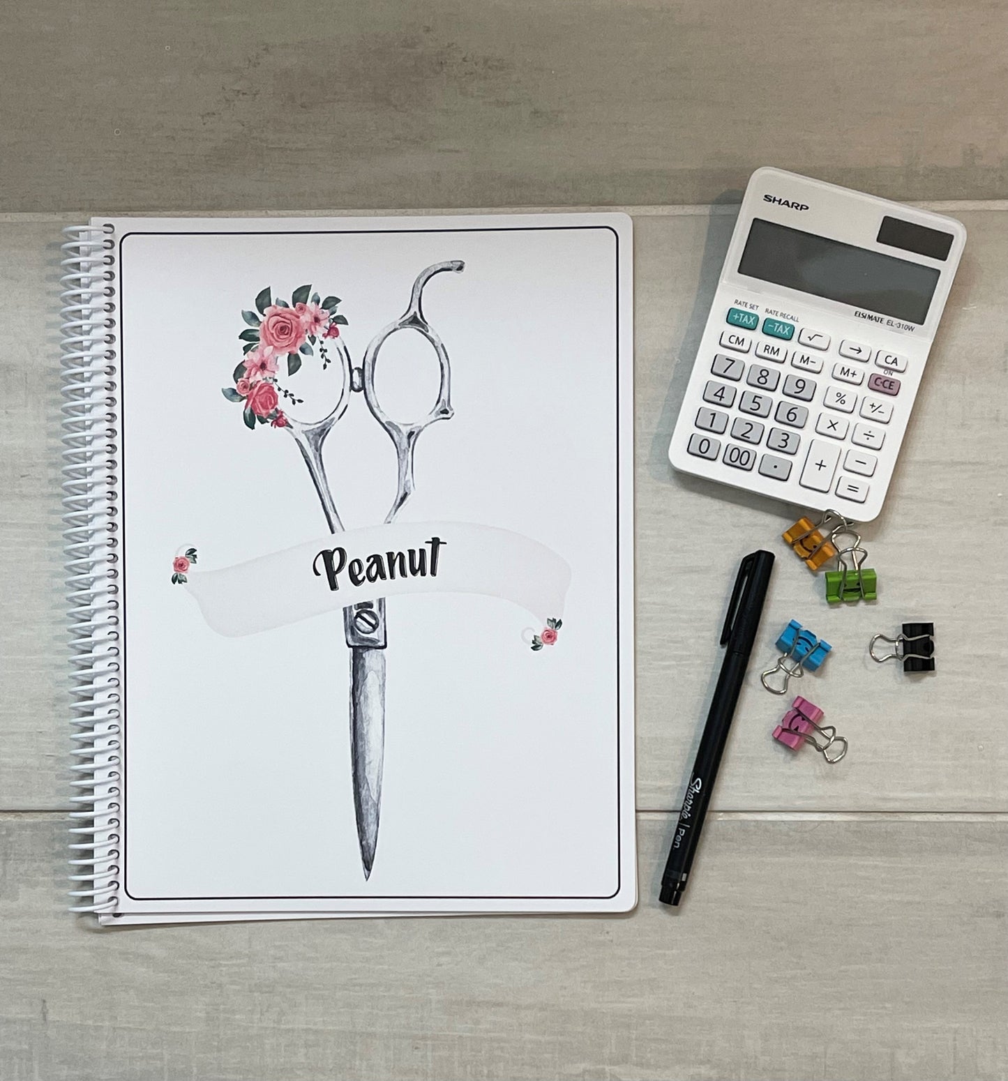 FLORAL SCISSORS DESIGN - 12 Month Dated Appointment Book With Business Organizer/Planner + UPGRADE OPTIONS