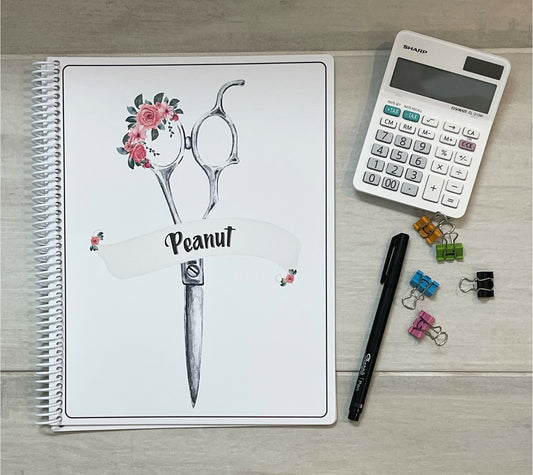 FLORAL SCISSORS DESIGN - Standard 12 Month Appointment Book - Start Any Month - 3 Sizes with Optional Income & Expenses Tracking
