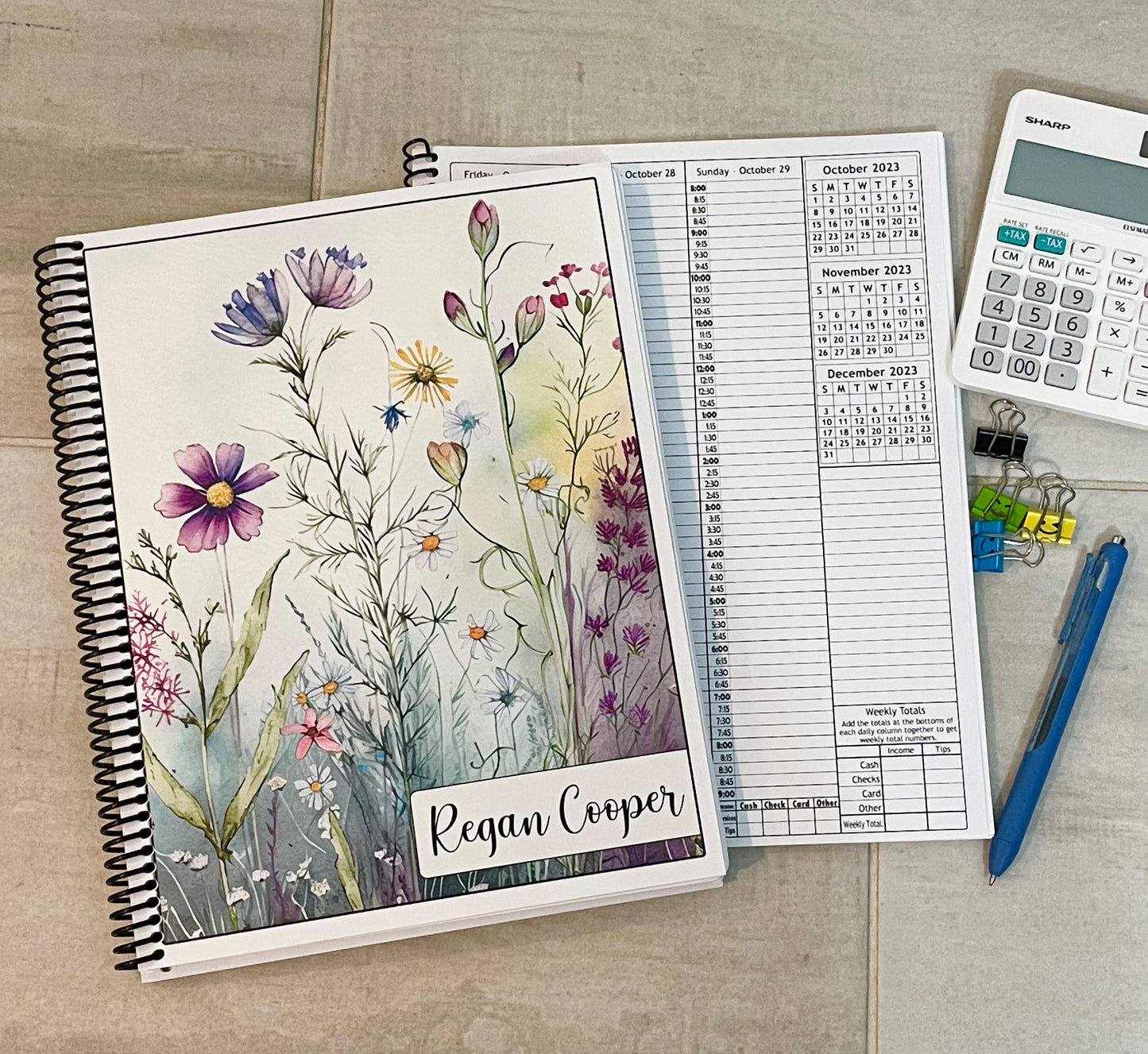 SPRING FLOWERS DESIGN - 6 COVERS TO CHOOSE FROM - Standard 12 Month Appointment Book - Start Any Month - 3 Sizes with Optional Income & Expenses Tracking
