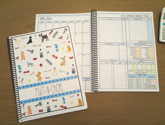 GROOMING TOOLS DESIGN - 12 Month Dated Appointment Book With Business Organizer/Planner + UPGRADE OPTIONS