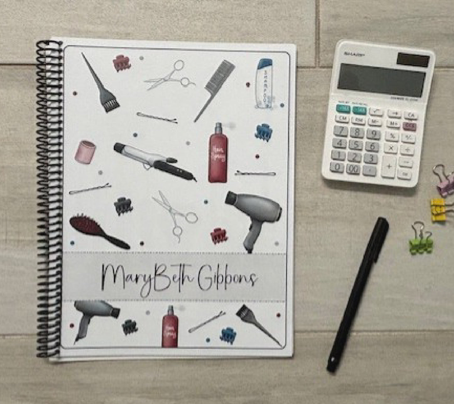 HAIR TOOLS DESIGN - Standard 12 Month Appointment Book - Start Any Month - 3 Sizes with Optional Income & Expenses Tracking