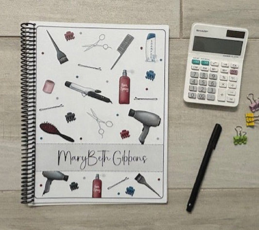 HAIR TOOLS DESIGN - Standard 12 Month Appointment Book - Start Any Month - 3 Sizes with Optional Income & Expenses Tracking