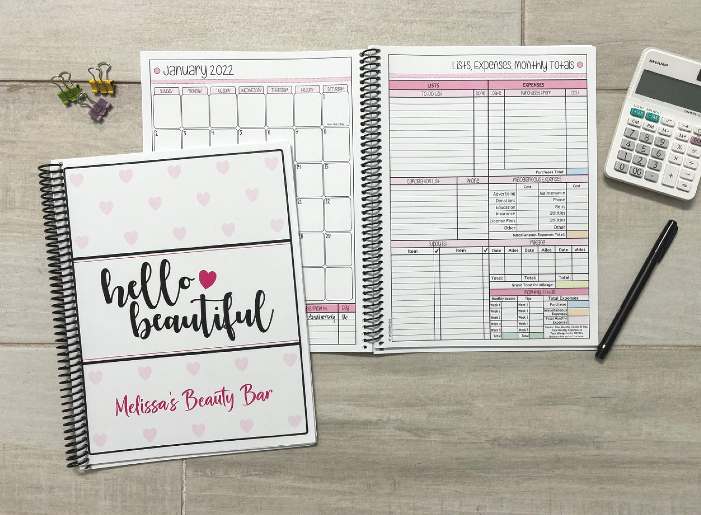 HELLO BEAUTIFUL DESIGN - 12 Month Dated Appointment Book With Business Organizer/Planner + UPGRADE OPTIONS