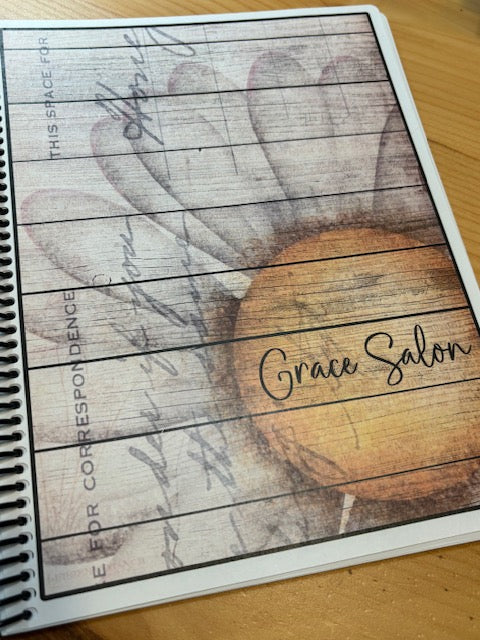 DAISY ON POSTCARD DESIGN- Standard 12 Month Appointment Book - Start Any Month - 3 Sizes with Optional Income & Expenses Tracking