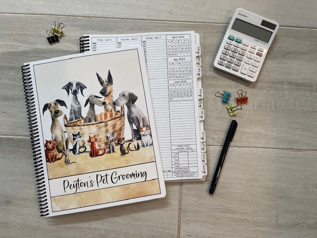ILLUSTRATED PETS DESIGN - 12 Month Dated Appointment Book With Business Organizer/Planner + UPGRADE OPTIONS