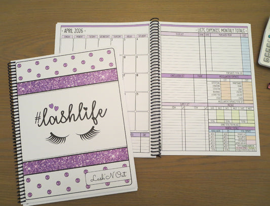LASH LIFE DESIGN - 12 Month Dated Appointment Book With Business Organizer/Planner + UPGRADE OPTIONS