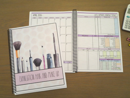 MAKEUP BRUSHES DESIGN - 12 Month Dated Appointment Book With Business Organizer/Planner + UPGRADE OPTIONS
