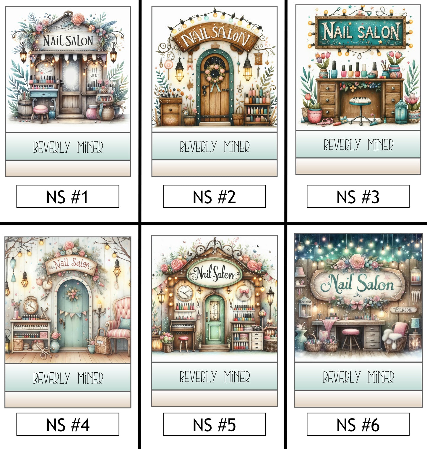 NAIL SALONS DESIGN - 6 DESIGNS TO CHOOSE FROM - 12 Month Dated Appointment Book With Business Organizer/Planner + UPGRADE OPTIONS