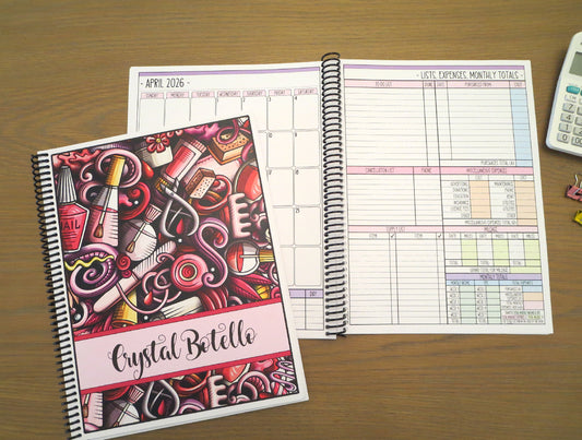 NAIL GRAPHICS DESIGN - PINKS - 12 Month Dated Appointment Book With Business Organizer/Planner + UPGRADE OPTIONS