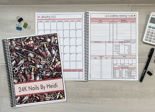 NAIL GRAPHICS DESIGN - REDS - 12 Month Dated Appointment Book With Business Organizer/Planner + UPGRADE OPTIONS