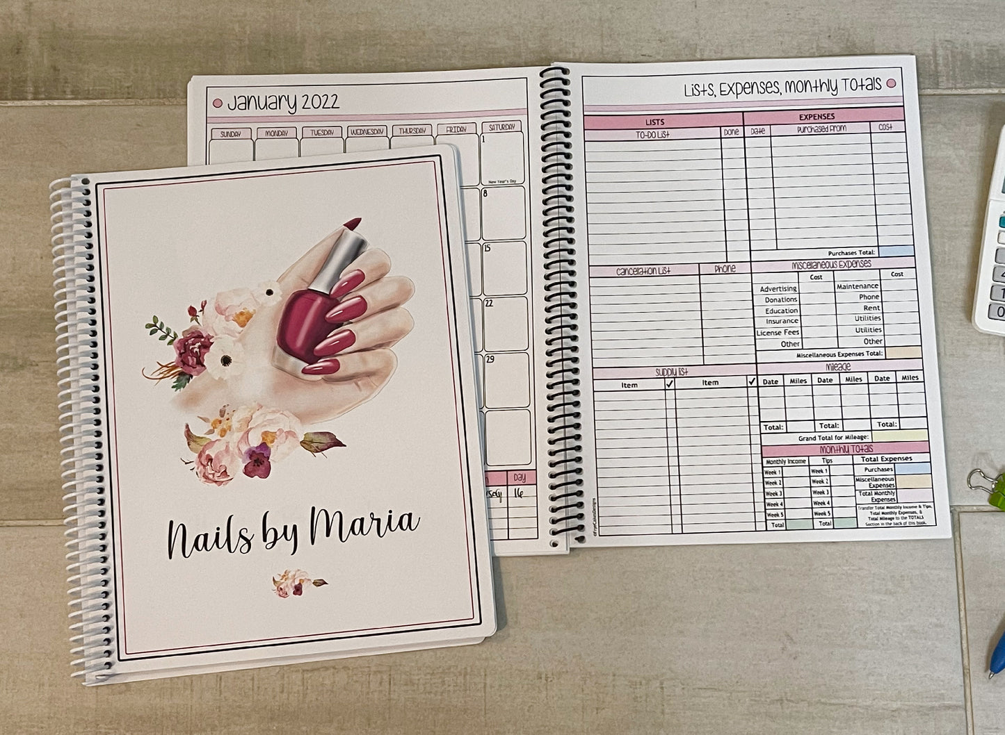 NAIL TECH DESIGN - 12 Month Dated Appointment Book With Business Organizer/Planner + UPGRADE OPTIONS