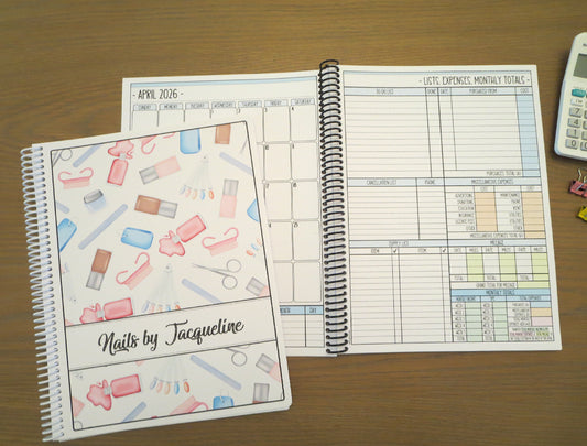 NAIL TOOLS DESIGN - PINKS - 12 Month Dated Appointment Book With Business Organizer/Planner + UPGRADE OPTIONS