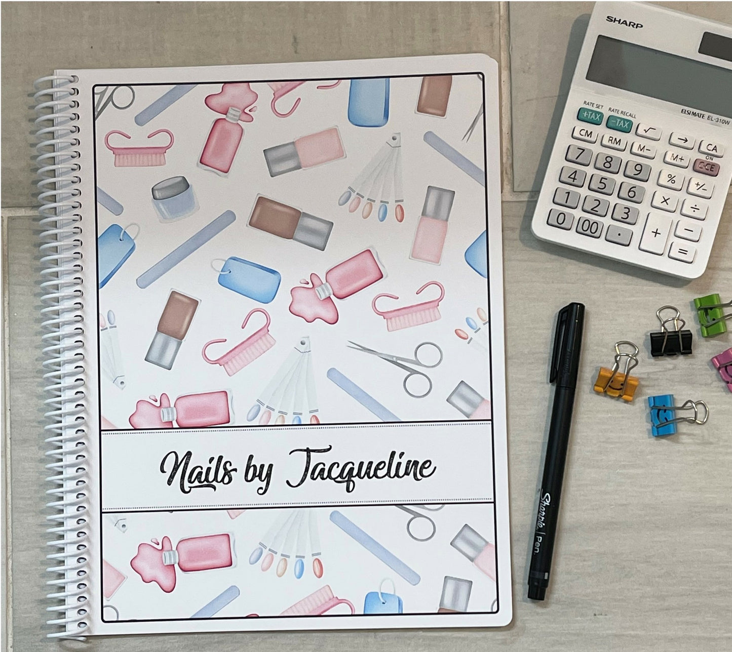 NAIL TOOLS DESIGN - Standard 12 Month Appointment Book - Start Any Month - 3 Sizes with Optional Income & Expenses Tracking