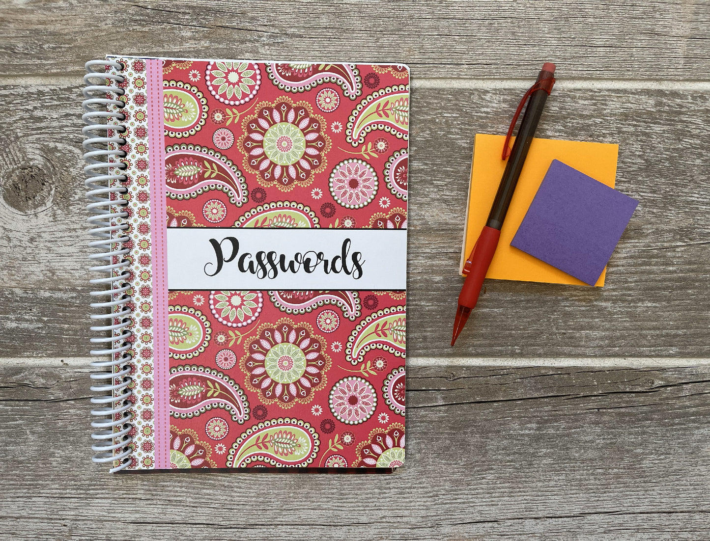 Password Organizer - Pink Paisley Design