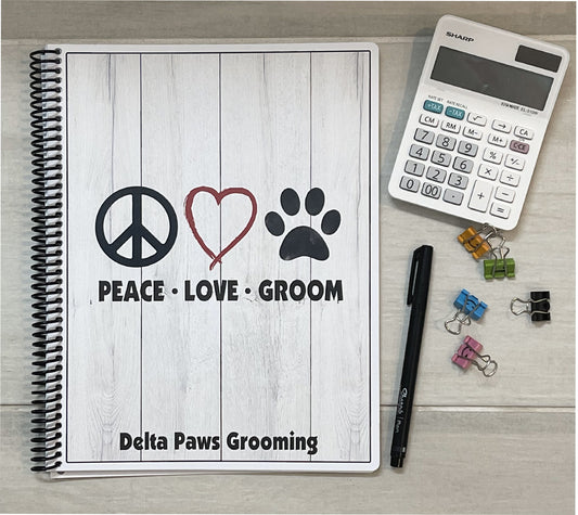 PEACE, LOVE, GROOM DESIGN - Standard 12 Month Appointment Book - Start Any Month - 3 Sizes with Optional Income & Expenses Tracking