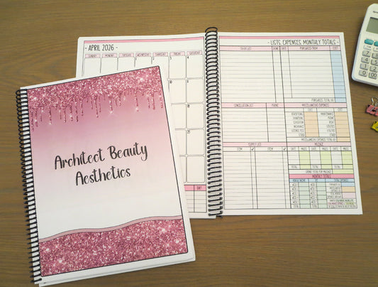 GLITTER DRIPS DESIGN - CHOICE OF 6 COLORS - 12 Month Dated Appointment Book With Business Organizer/Planner + UPGRADE OPTIONS