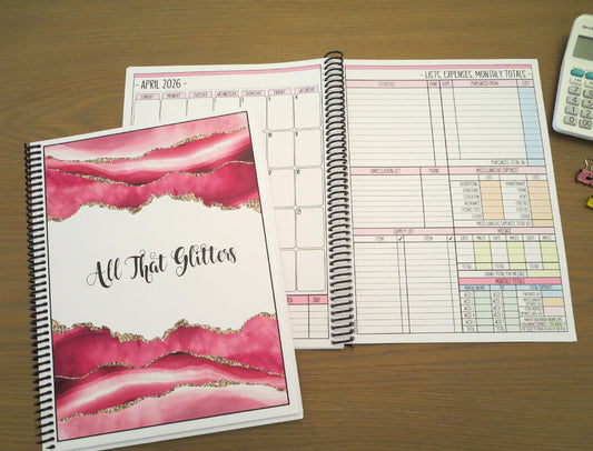 PINK MARBLE DESIGN - 12 Month Dated Appointment Book With Business Organizer/Planner + UPGRADE OPTIONS