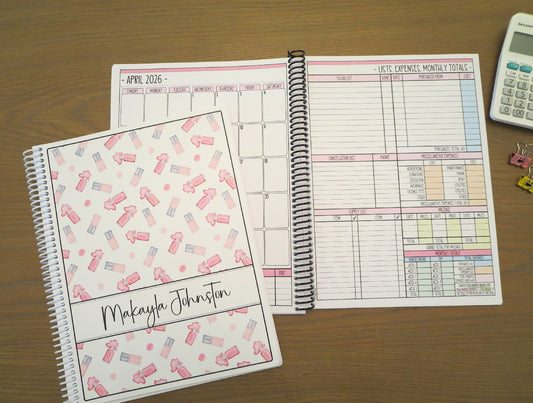PINK POLISH BOTTLES DESIGN - 12 Month Dated Appointment Book With Business Organizer/Planner + UPGRADE OPTIONS