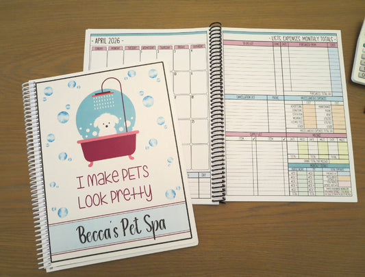 PRETTY PETS DESIGN - 12 Month Dated Appointment Book With Business Organizer/Planner + UPGRADE OPTIONS