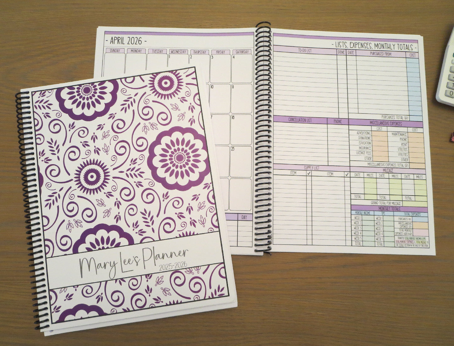 PURPLE BOHO DESIGN - 12 Month Dated Appointment Book With Business Organizer/Planner + UPGRADE OPTIONS (Copy)