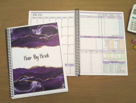 PURPLE MARBLE DESIGN - 12 Month Dated Appointment Book With Business Organizer/Planner + UPGRADE OPTIONS