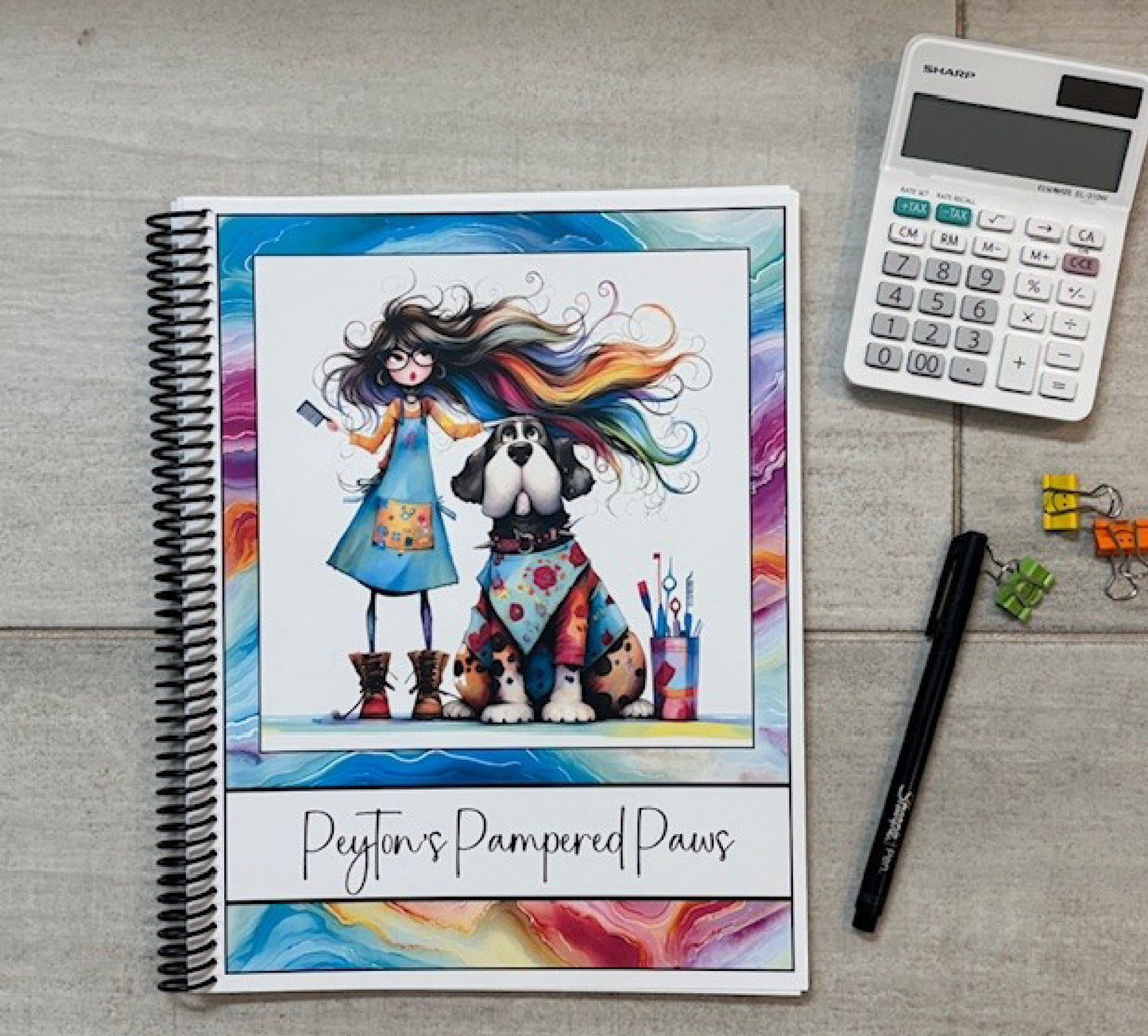 QUIRKY DOG GROOMER DESIGN - Standard 12 Month Appointment Book - Start Any Month - 3 Sizes with Optional Income & Expenses Tracking (Copy)