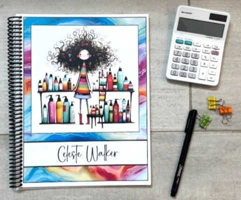 CUTE CARTOON STYLISTS DESIGN - 12 Month Dated Appointment Book With Business Organizer/Planner + UPGRADE OPTIONS