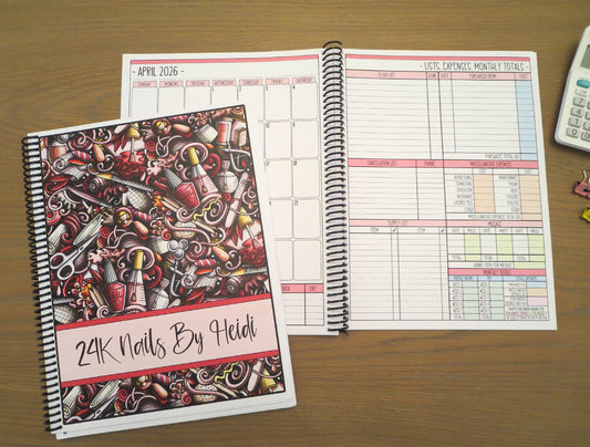 NAIL GRAPHICS DESIGN - REDS - 12 Month Dated Appointment Book With Business Organizer/Planner + UPGRADE OPTIONS