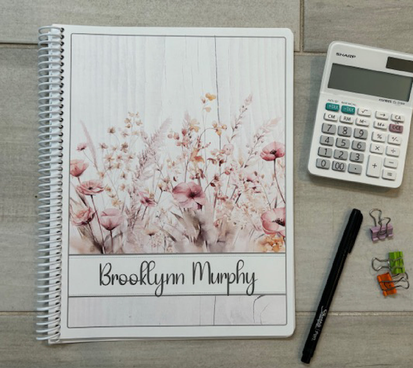 FIELD OF FLOWERS DESIGN- Standard 12 Month Appointment Book - Start Any Month - 3 Sizes with Optional Income & Expenses Tracking