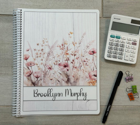 FIELD OF FLOWERS DESIGN- Standard 12 Month Appointment Book - Start Any Month - 3 Sizes with Optional Income & Expenses Tracking