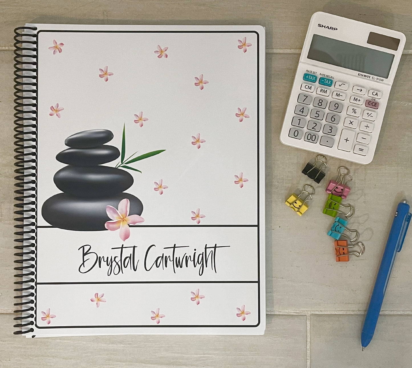 SPA HOT STONES  - DESIGN - Standard 12 Month Appointment Book - Start Any Month - 3 Sizes with Optional Income & Expenses Tracking