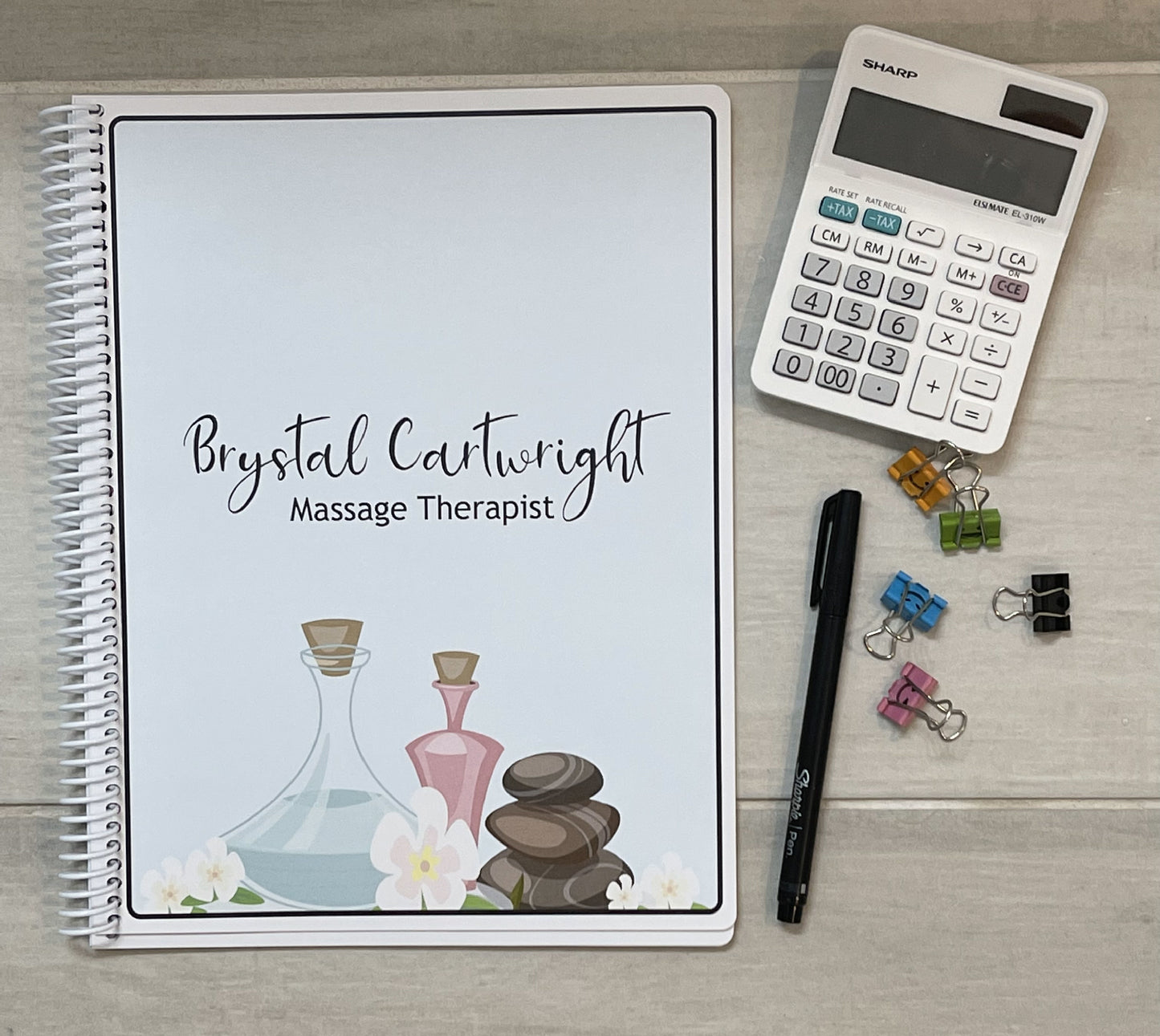 MASSAGE & SPA TOOLS DESIGN - Standard 12 Month Appointment Book - Start Any Month - 3 Sizes with Optional Income & Expenses Tracking