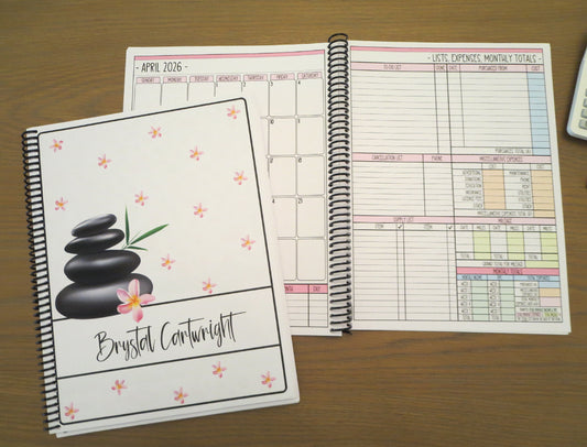 SPA HOT STONES DESIGN - 12 Month Dated Appointment Book With Business Organizer/Planner + UPGRADE OPTIONS