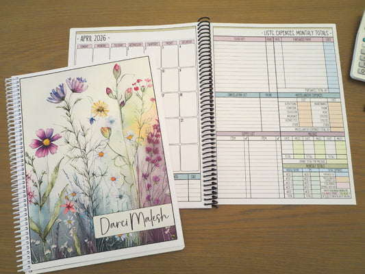 SPRING FLOWERS DESIGN - 12 Month Dated Appointment Book With Business Organizer/Planner + UPGRADE OPTIONS