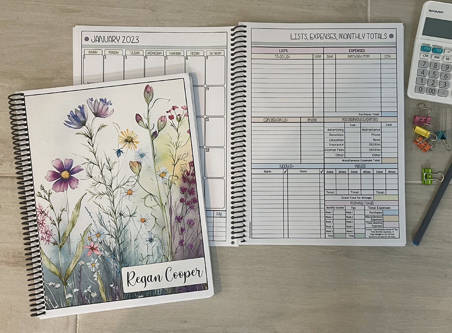 SPRING FLOWERS DESIGN - 12 Month Dated Appointment Book With Business Organizer/Planner + UPGRADE OPTIONS