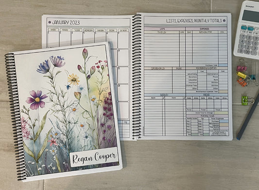 SPRING FLOWERS DESIGN - 12 Month Dated Appointment Book With Business Organizer/Planner + UPGRADE OPTIONS