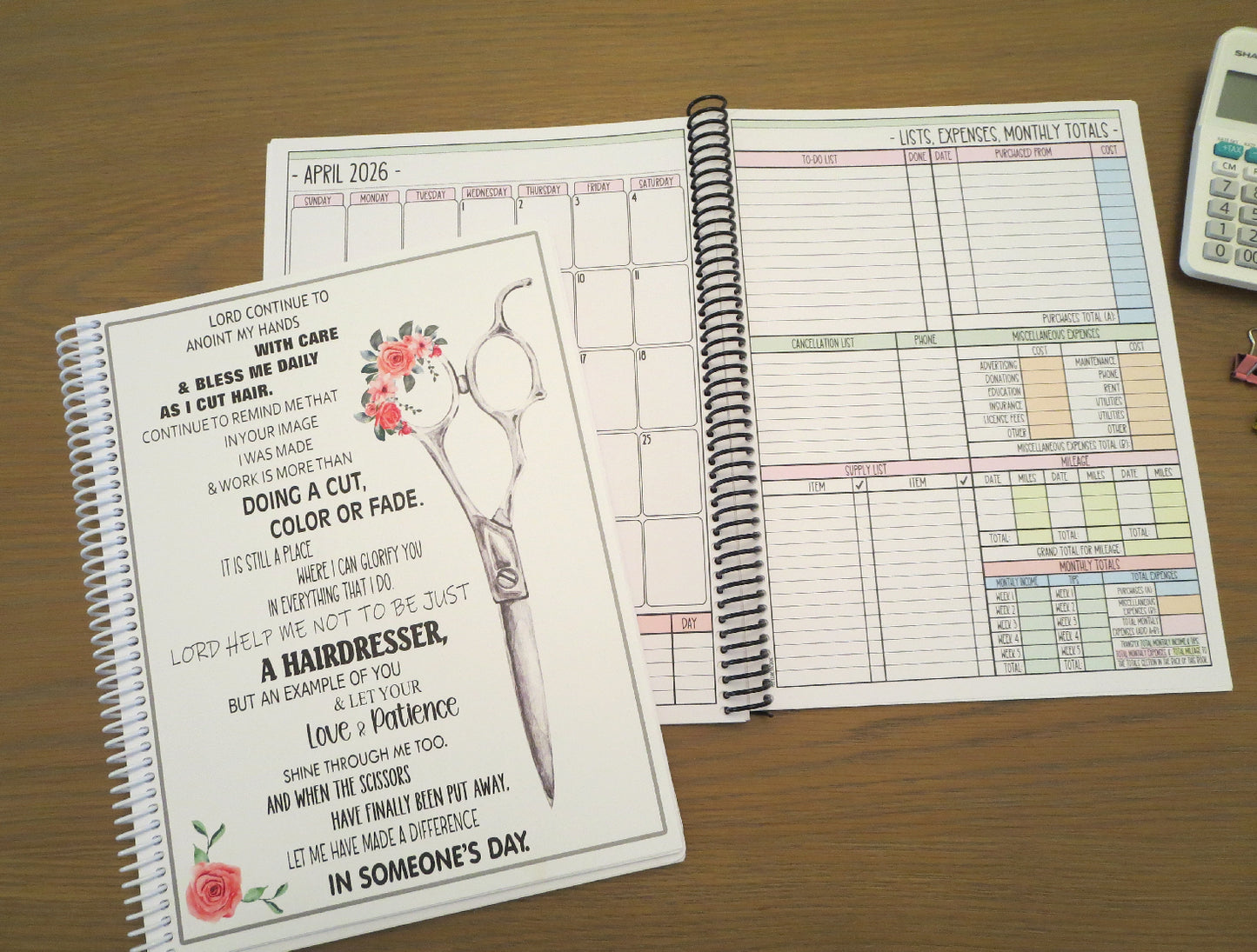 STYLIST'S PRAYER DESIGN - 12 Month Dated Appointment Book With Business Organizer/Planner + UPGRADE OPTIONS