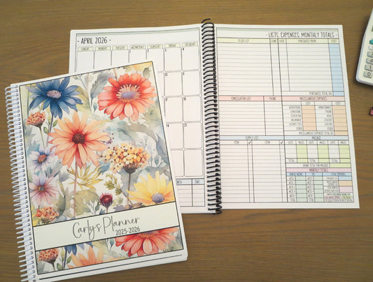 SUMMER FLOWERS DESIGN - 12 Month Dated Appointment Book With Business Organizer/Planner + UPGRADE OPTIONS