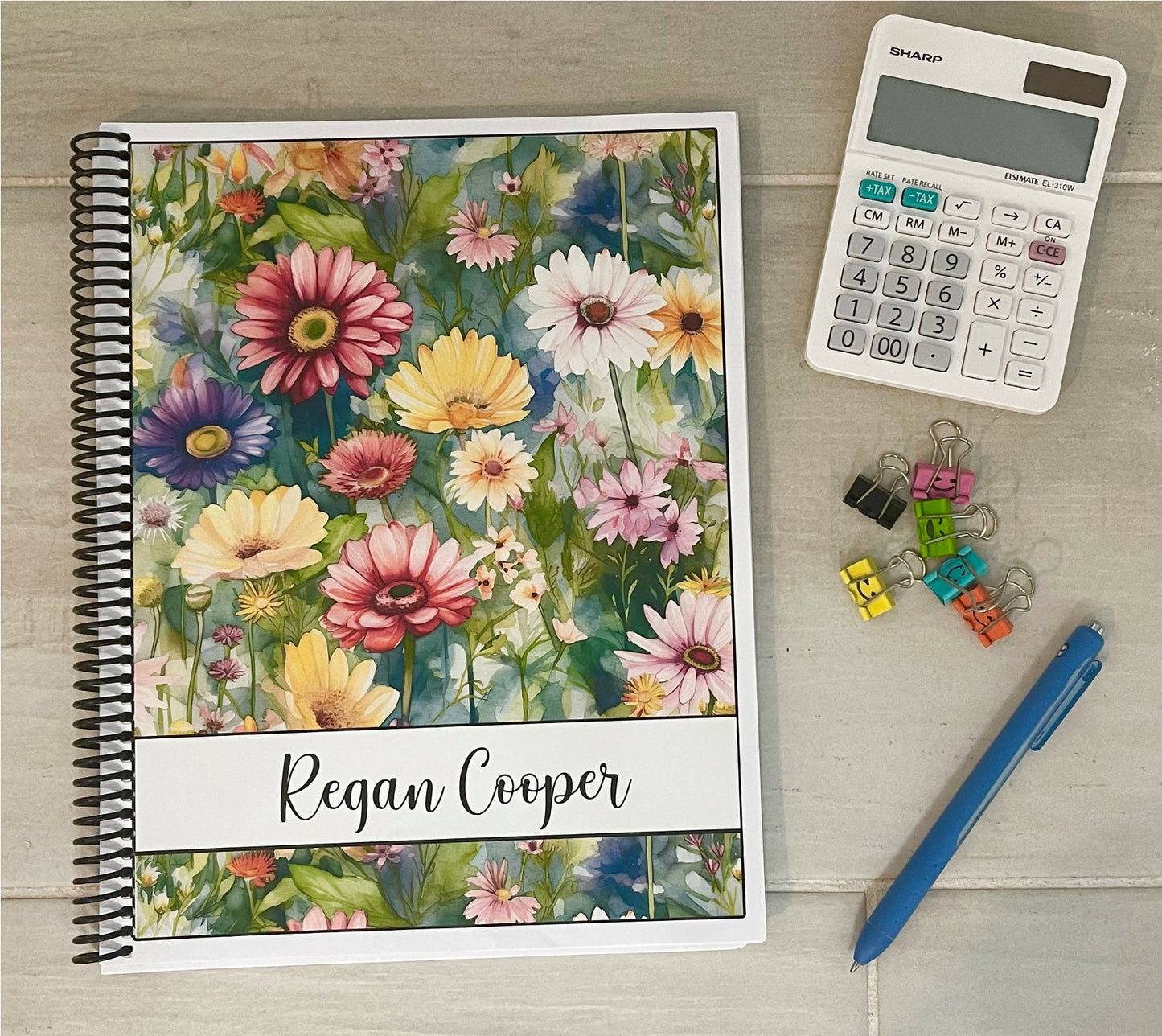 SUMMER FLOWERS DESIGN - 6 COVERS TO CHOOSE FROM - Standard 12 Month Appointment Book - Start Any Month - 3 Sizes with Optional Income & Expenses Tracking