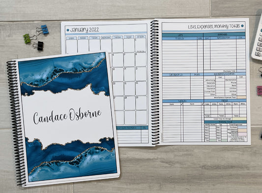 TEAL MARBLE DESIGN - 12 Month Dated Appointment Book With Business Organizer/Planner + UPGRADE OPTIONS