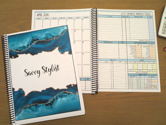 TEAL MARBLE DESIGN - 12 Month Dated Appointment Book With Business Organizer/Planner + UPGRADE OPTIONS