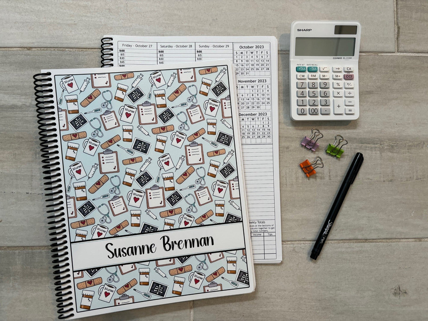 NURSE - MEDICAL TOOLS DESIGN - Standard 12 Month Appointment Book - Start Any Month - 3 Sizes with Optional Income & Expenses Tracking